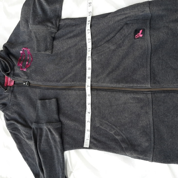 Harley Davidson Size XS Breast Cancer Awareness Grey Pink Sequin Hoodie - Picture 10 of 17